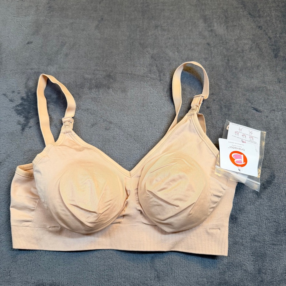Bravado Body Silk Seamless Nursing Bra Womens Medium Beige Wireless Comfort NWT